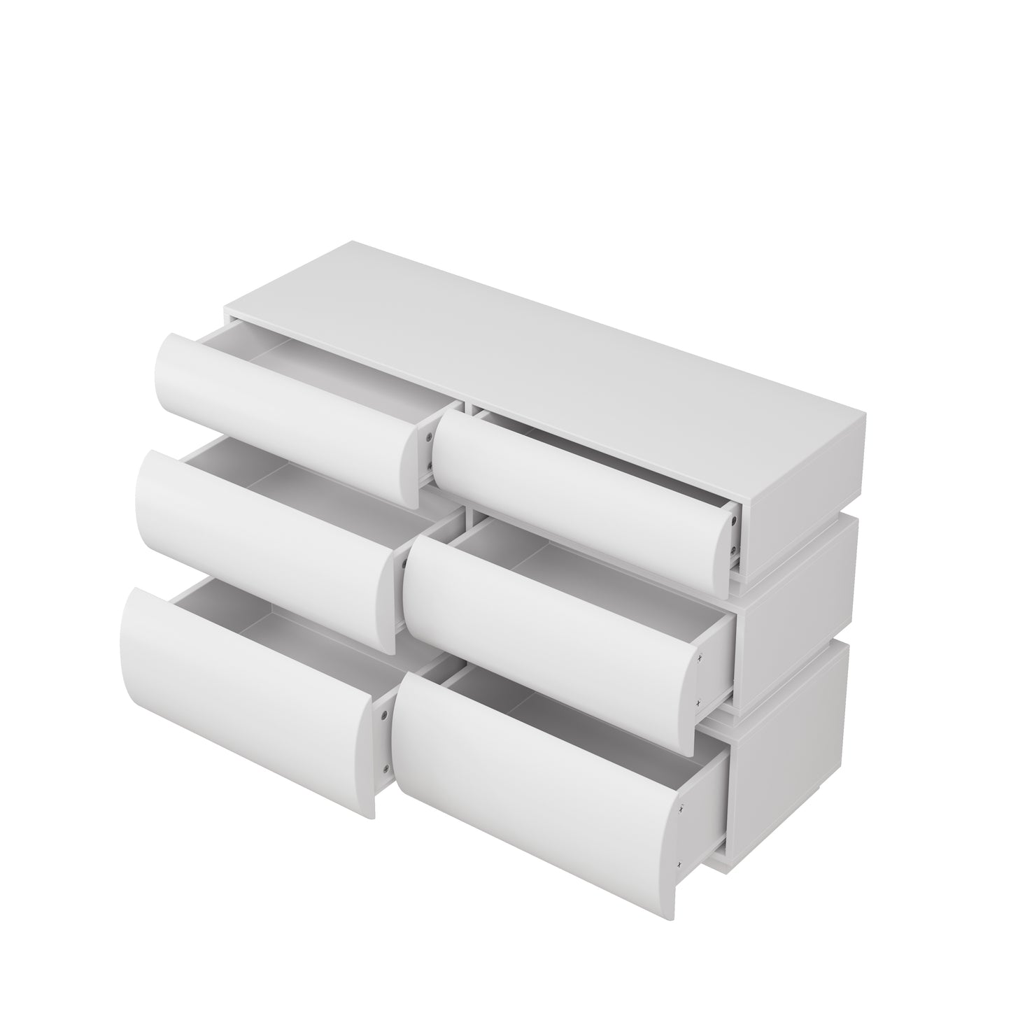 Luna Curved 6-Drawer Dresser, Soft White