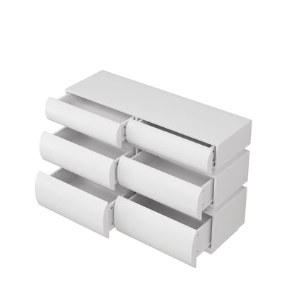 Luna Curved 6-Drawer Dresser, Soft White