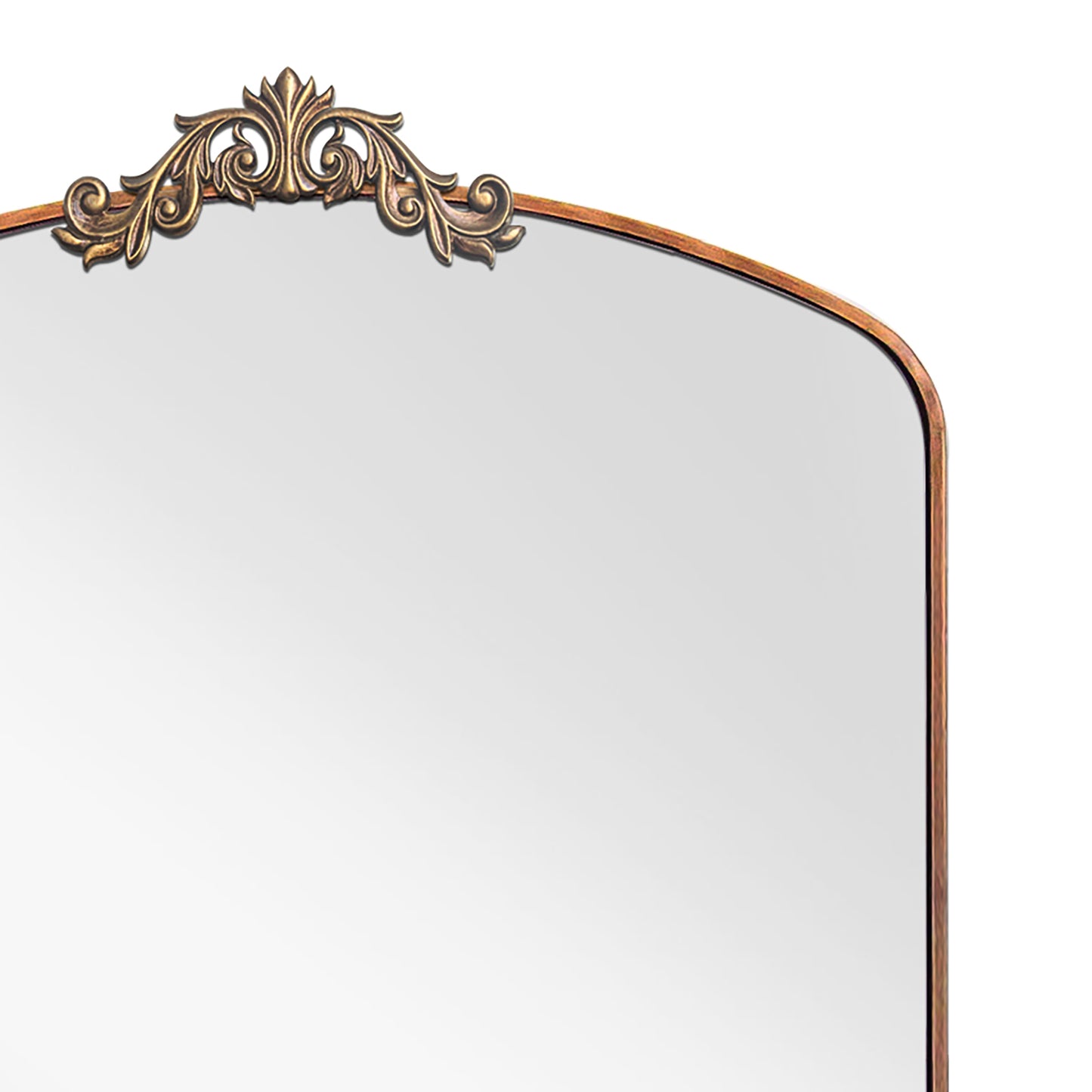 Ornate Arched Full-Length Mirror – 66” Antique Bronze Metal Frame