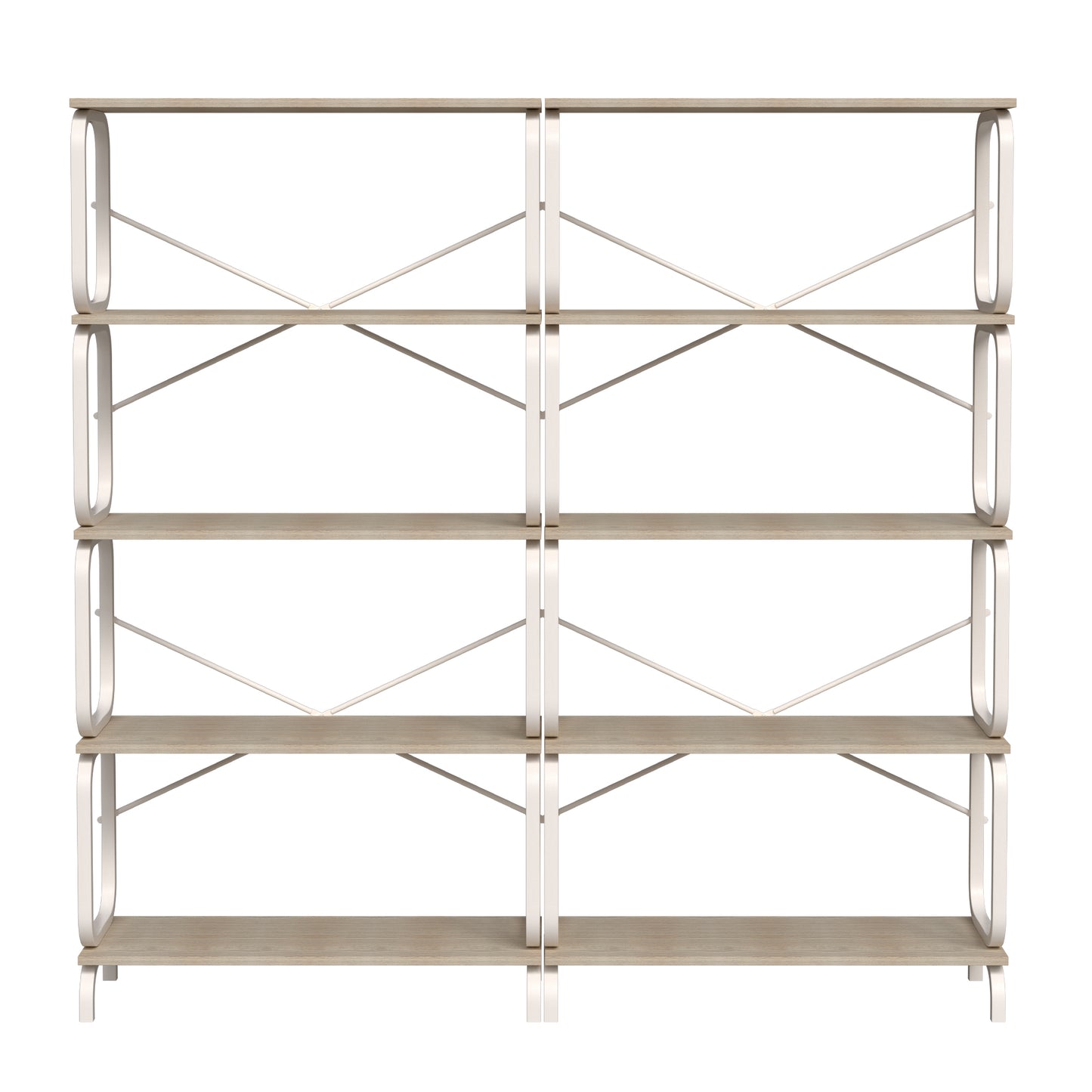Huxley 63" Industrial Wood & Metal Bookcase - White