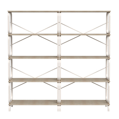 Huxley 63" Industrial Wood & Metal Bookcase - White