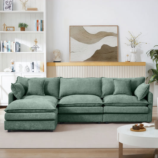 Lowell Modular Chenille Lounge Sectional, Mint Green