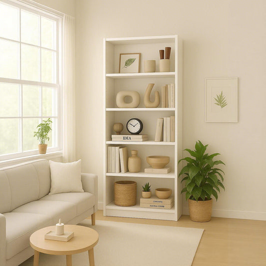 Marlow Five-Tier Open Bookshelf, White