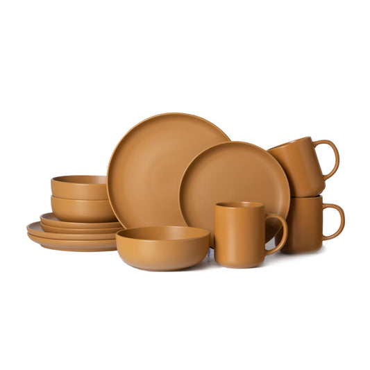 Virelli Matte Stoneware Dinnerware Set (12-Piece), Orange