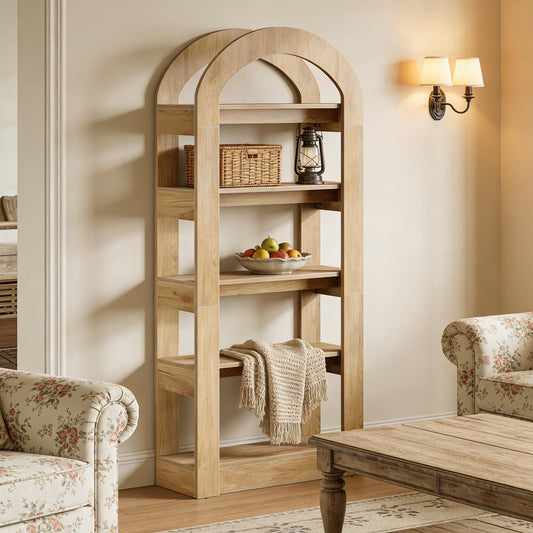 Sutton Double-Arch Wood Display Bookshelf