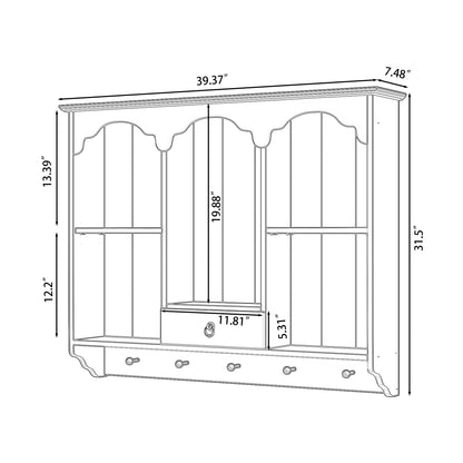 Elodie Scalloped Wood Wall Shelf, Natural Finish