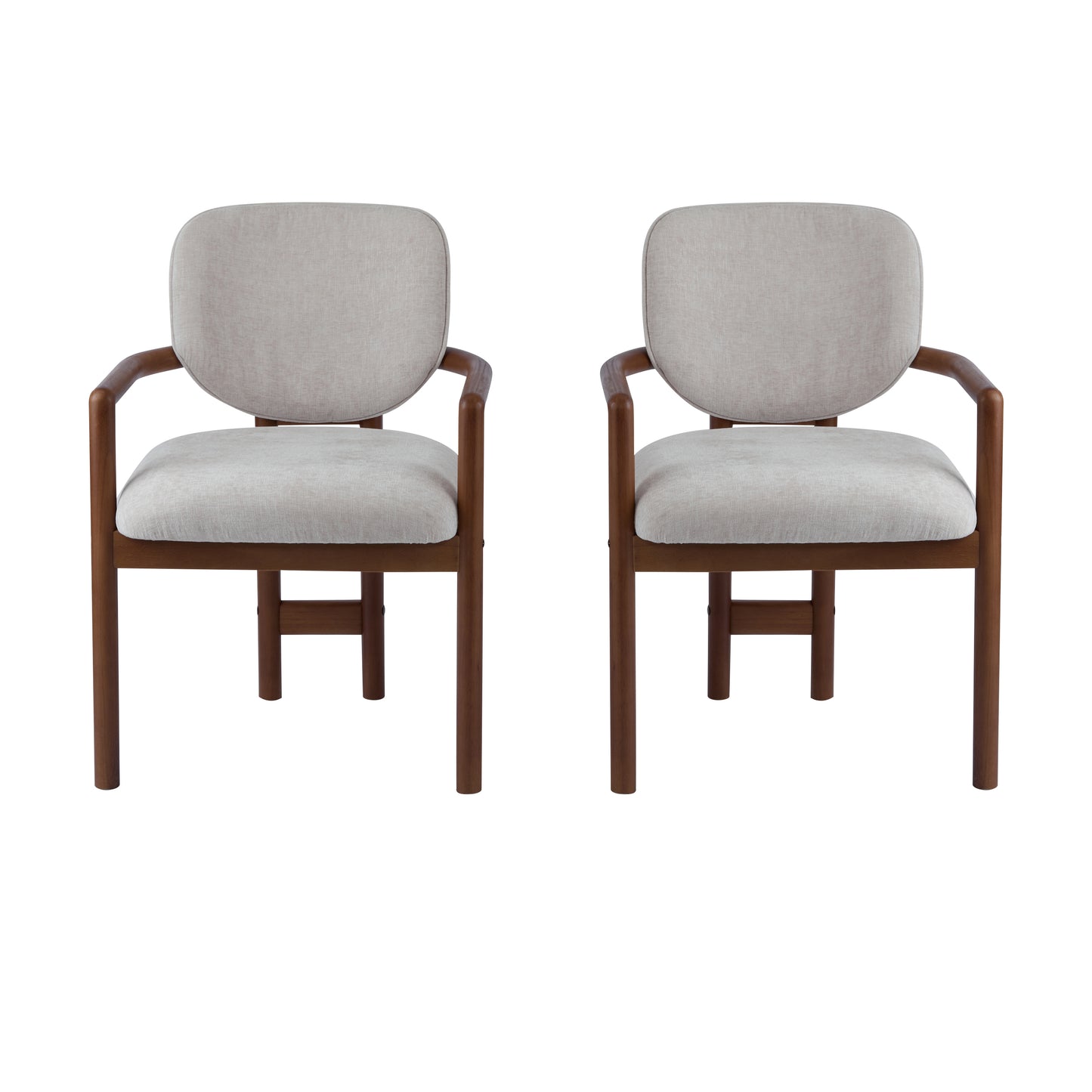 Freya Upholstered Arm Dining Chair, Set of 2, Beige