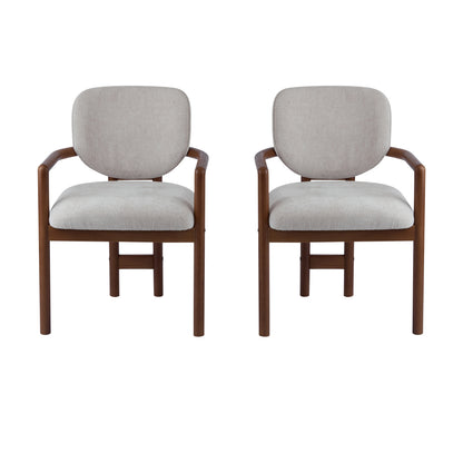 Freya Upholstered Arm Dining Chair, Set of 2, Beige