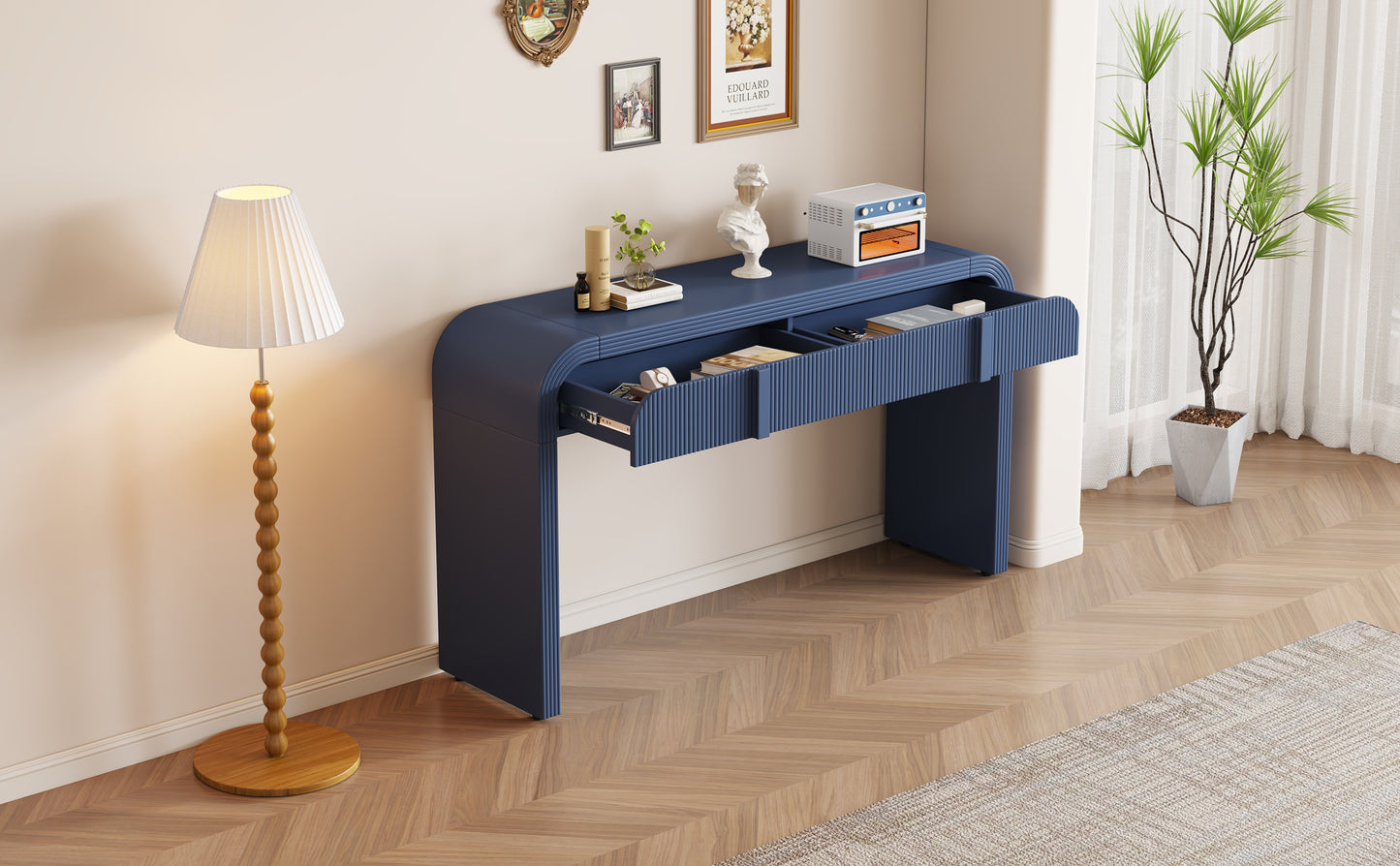 Pyrk Console Table, Navy Blue