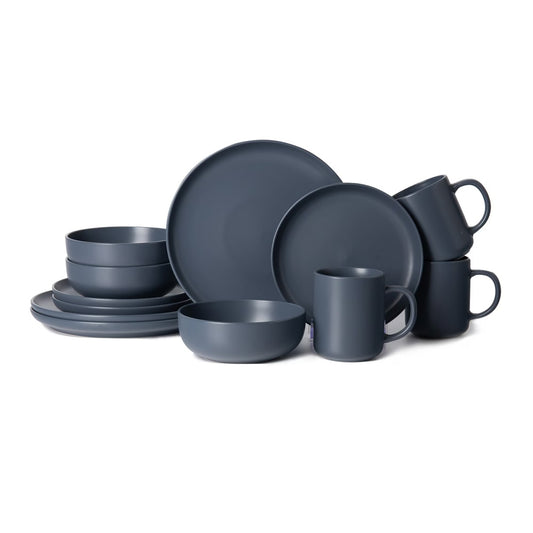 Matte Stoneware Dinnerware Set (12-Piece), Blue