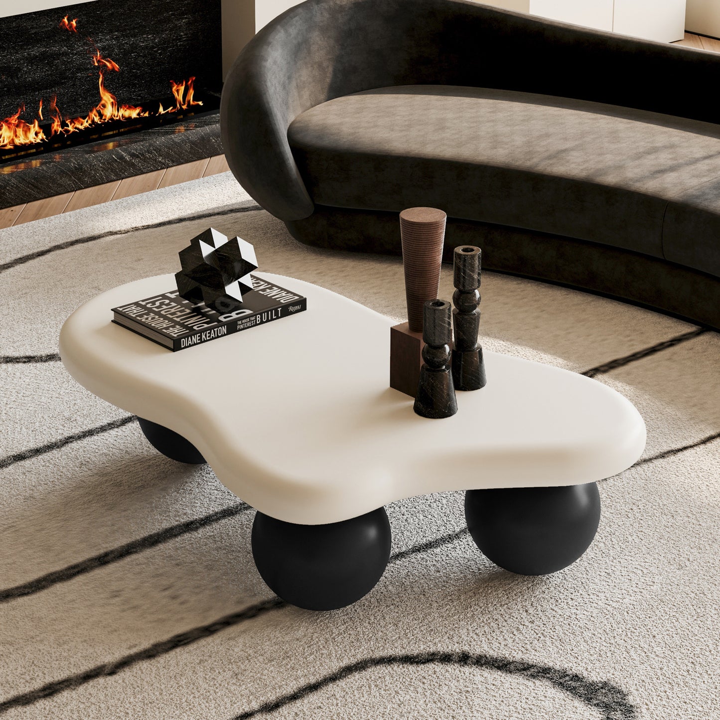 Sculptural Cloud Coffee Table, Black & White