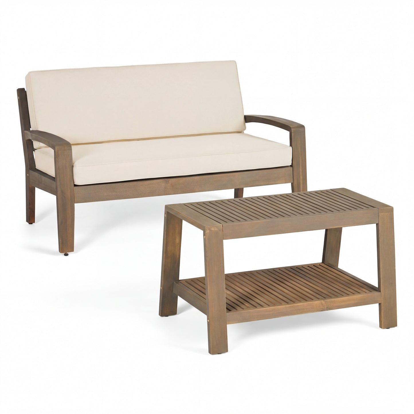 Aven Acacia Wood Outdoor Conversation, 2 Piece Set