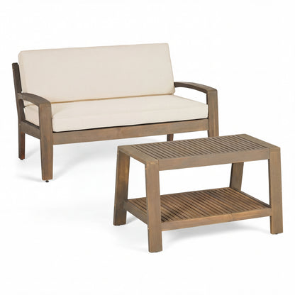 Aven Acacia Wood Outdoor Conversation, 2 Piece Set