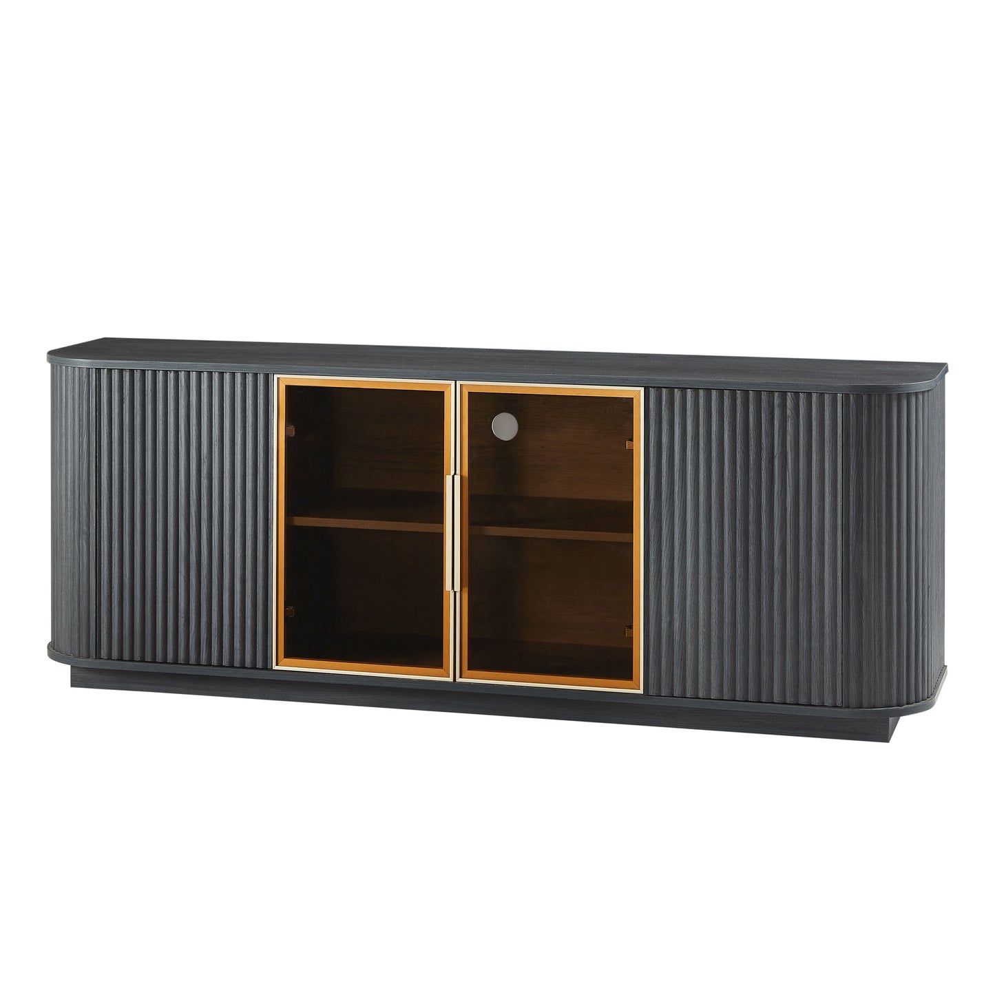 Forma Fluted Black Glass Media Console