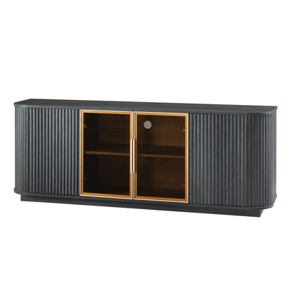 Forma Fluted Black Glass Media Console