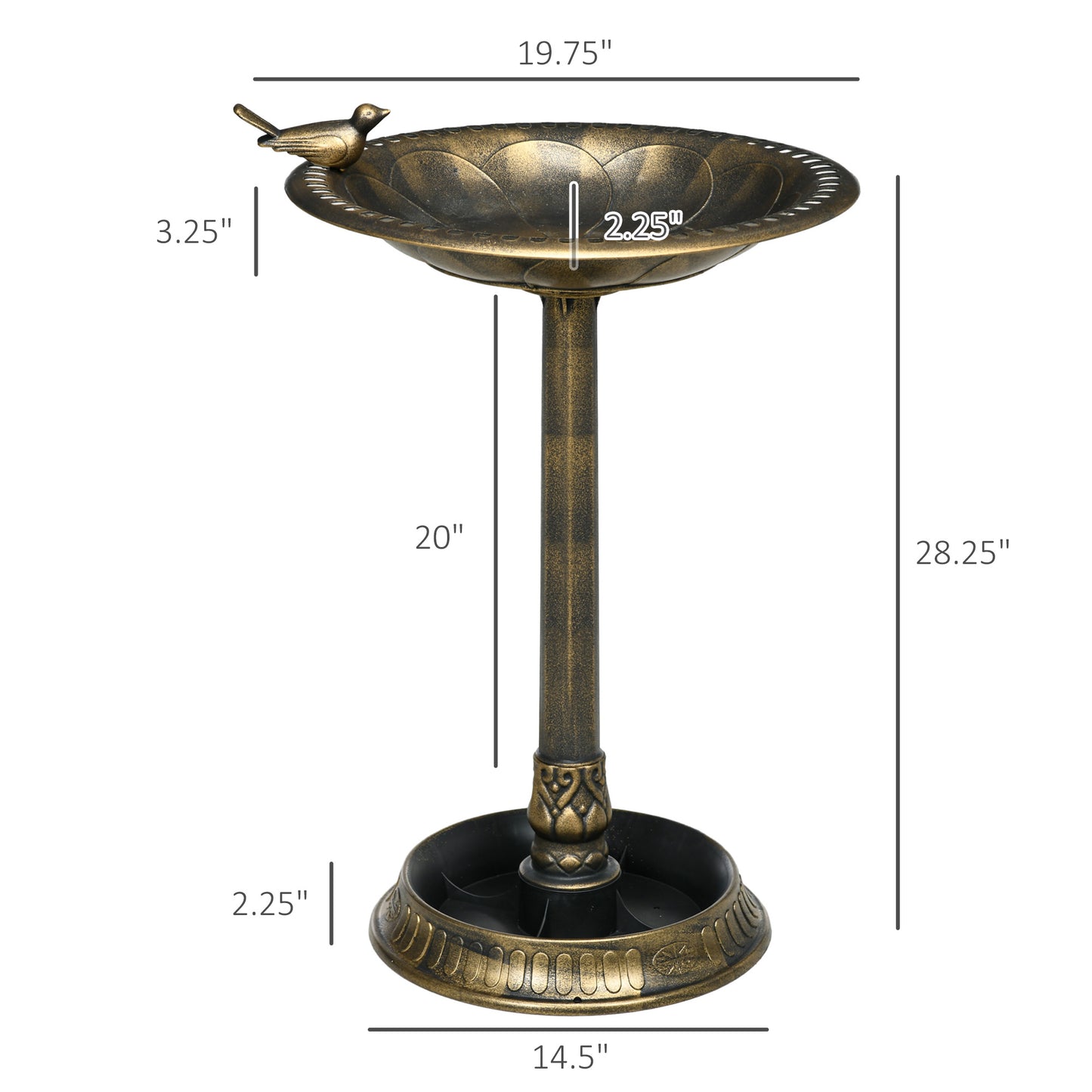 Elowen Antique Bronze Bird Bath Pedestal