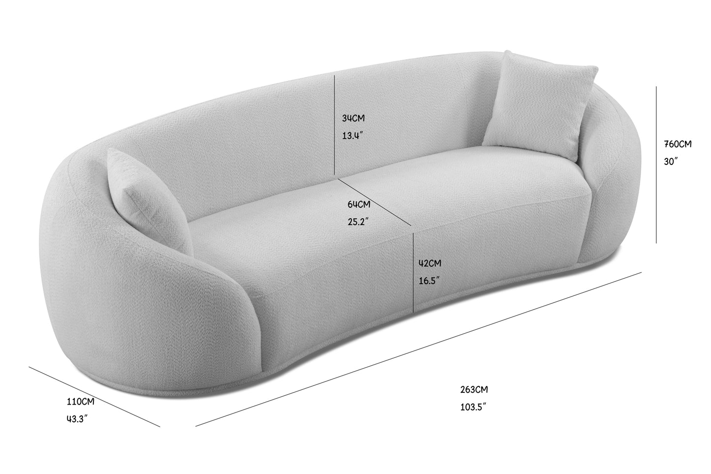 Half Moon Curved Sofa, White