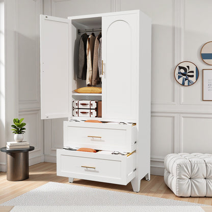 Harper Tall Storage Wardrobe with Drawers, White