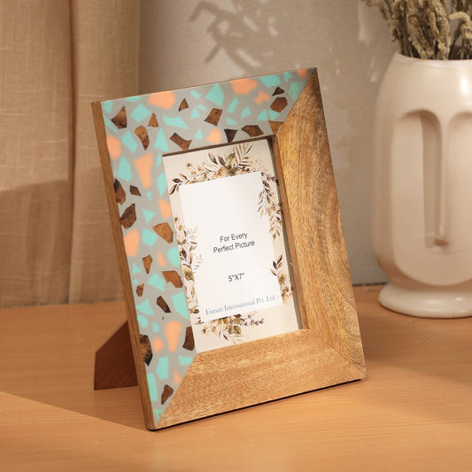 Terrazzo Resin & Mango Wood Photo Frame – 5" x 7"
