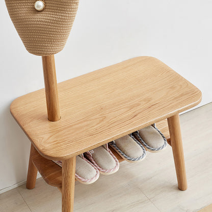 Haven Solid Wood Coat Rack Bench With Shoe Shelf