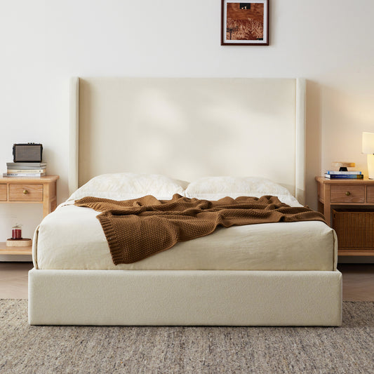 Carmen Bouclé Wingback Platform King Bed