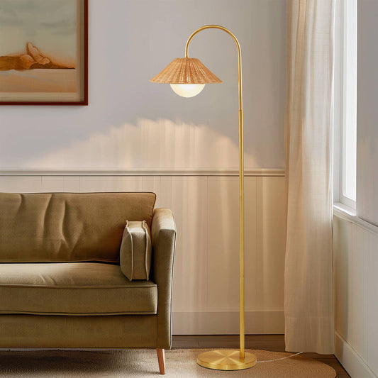 Solara Rattan Arc Floor Lamp