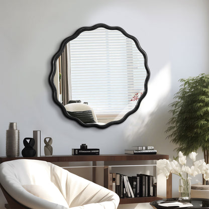 Studio Scalloped Wall Mirror, Black
