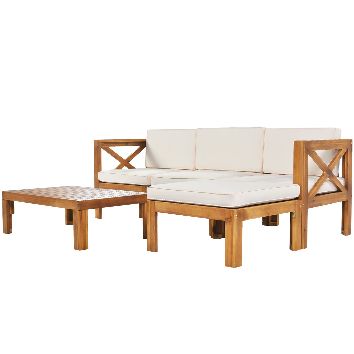 Aldara Acacia Wood Outdoor Sectional, 5 Piece Set