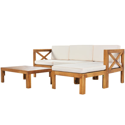 Aldara Acacia Wood Outdoor Sectional, 5 Piece Set