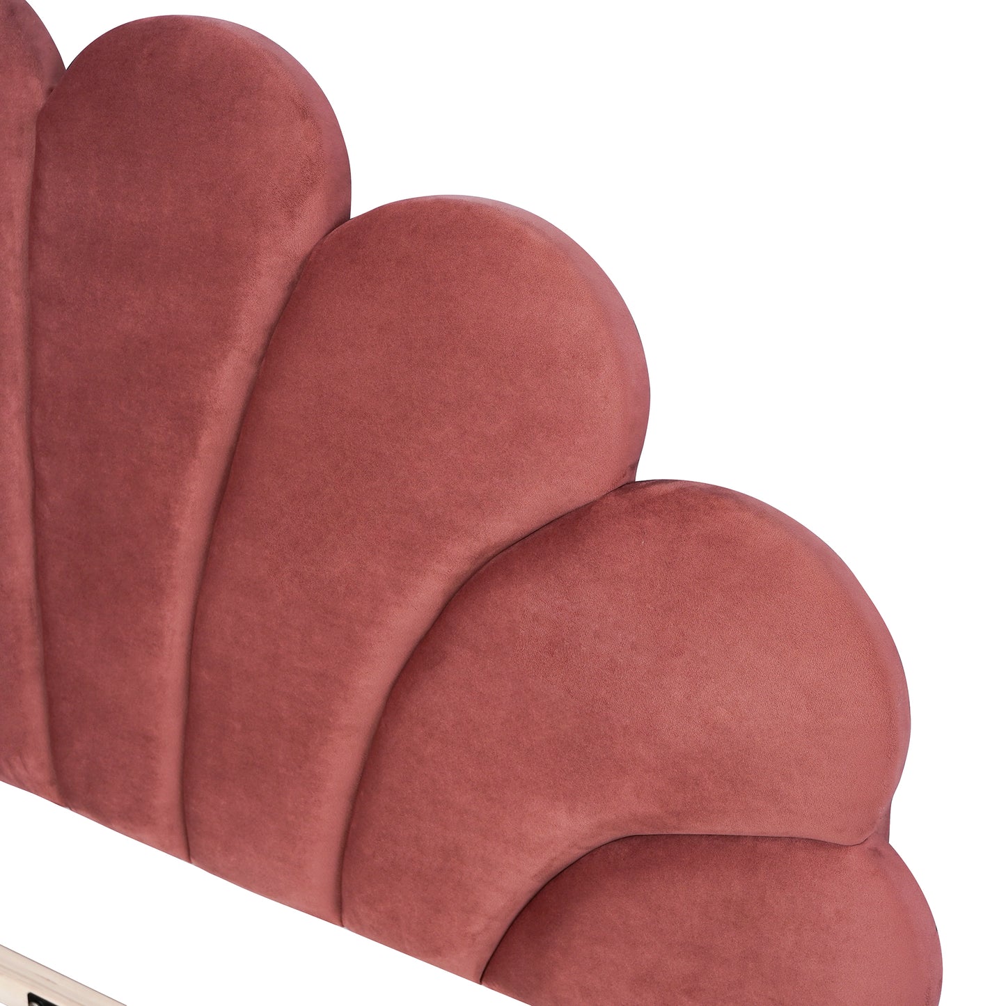 Petal Velvet Platform Full Bed, Terracotta Red