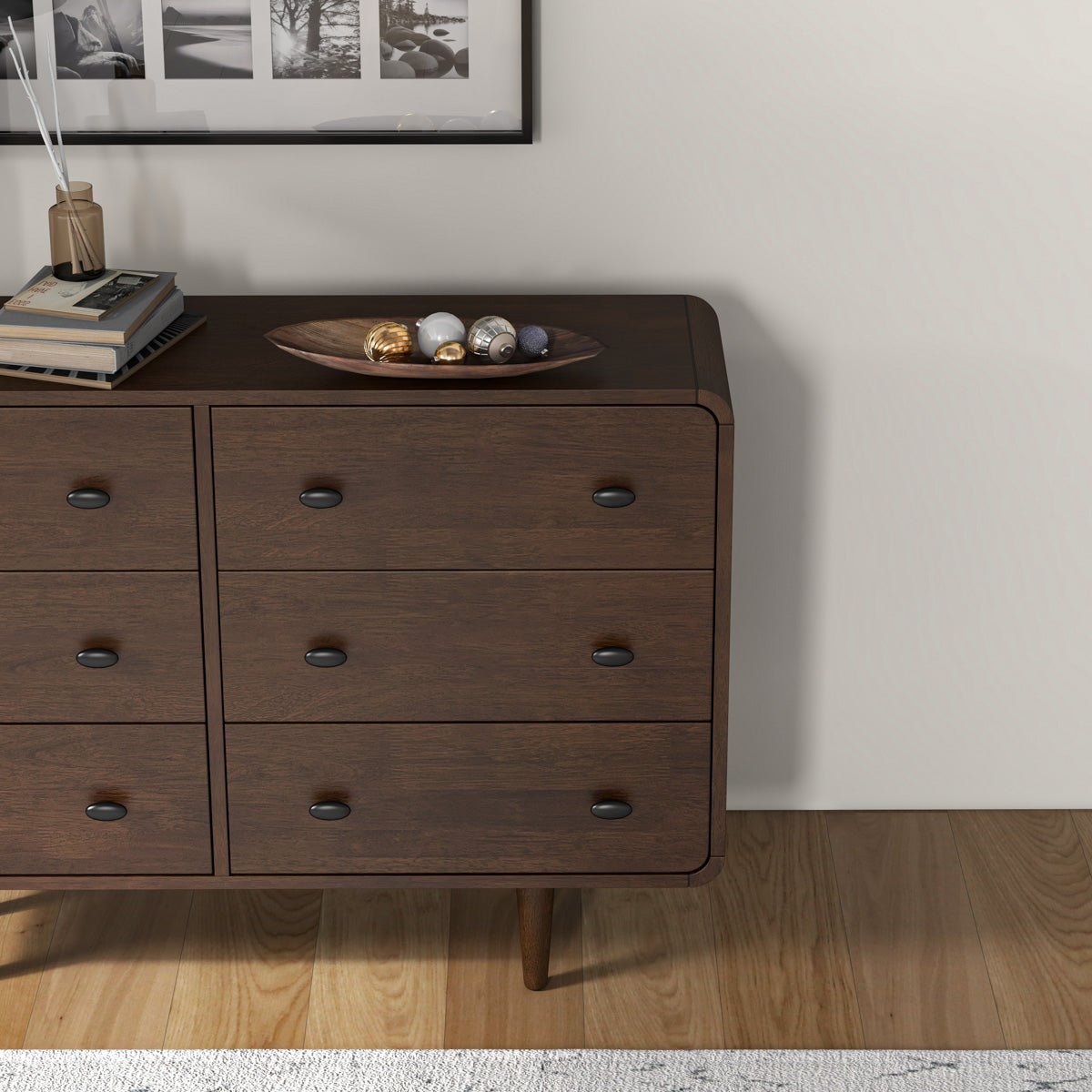 Alexa Mid Century Six-Drawer Dresser