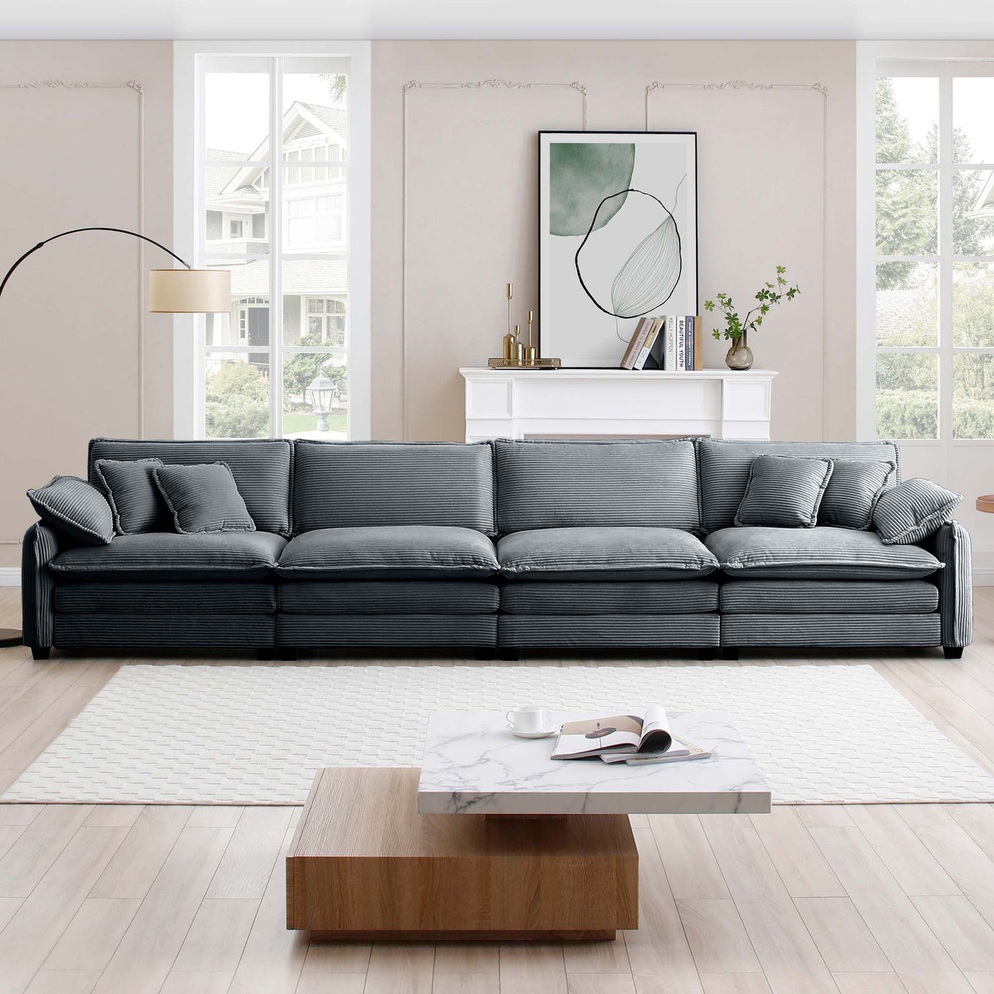 Berk Corduroy Sofa , Grey