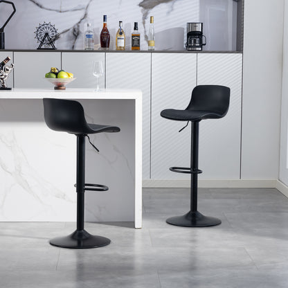 Black Adjustable Swivel Counter Stools, Set of 2