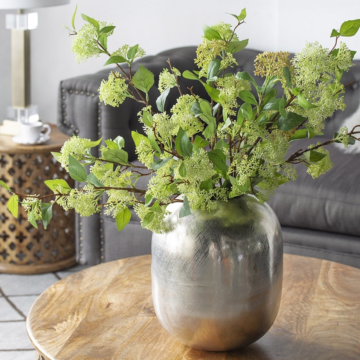 Silver Streak Aluminum Rounded Vase