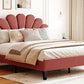 Pearl Velvet Upholstered Platform Queen Bed, Terracotta Red