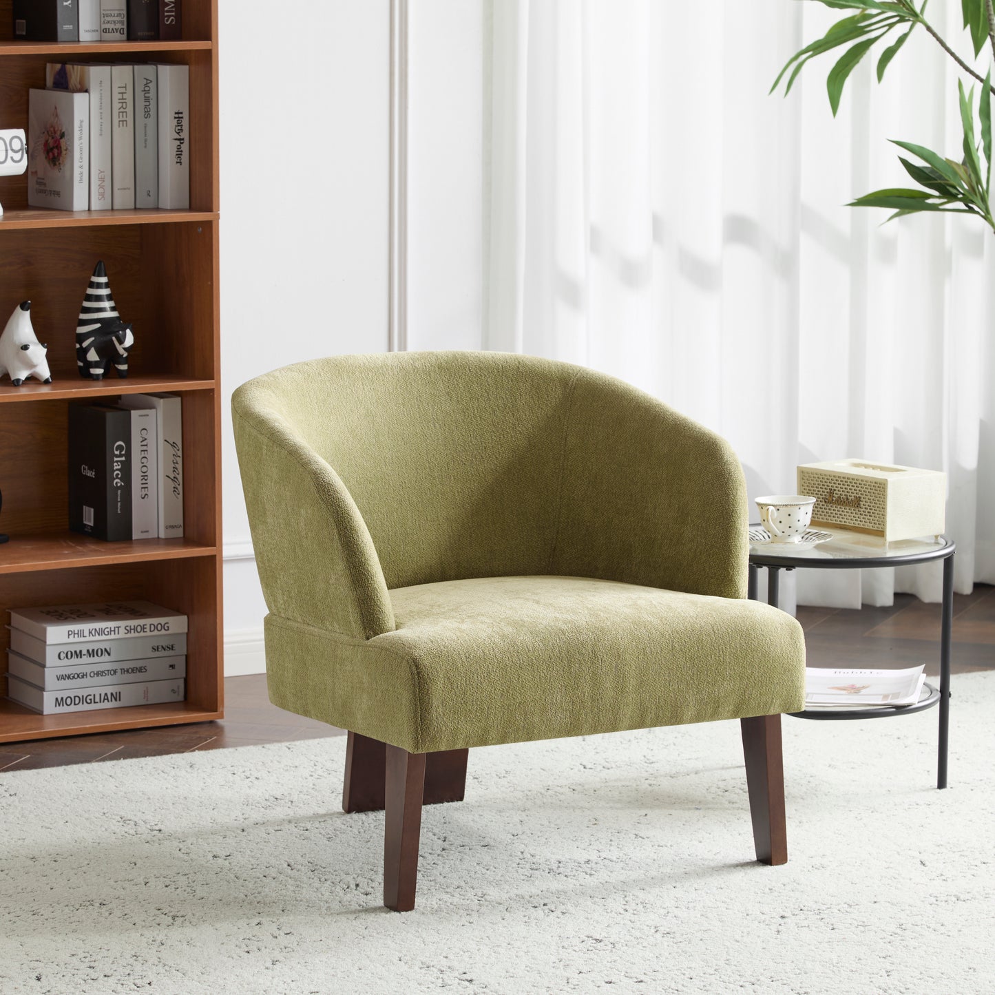 Noah Curved Accent Chair, Green