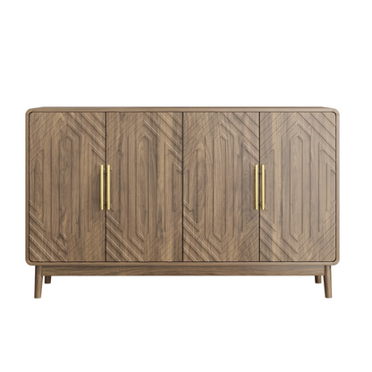 Walnut Geometric Relief Sideboard