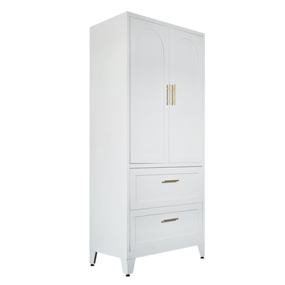 Harper Tall Storage Wardrobe with Drawers, White
