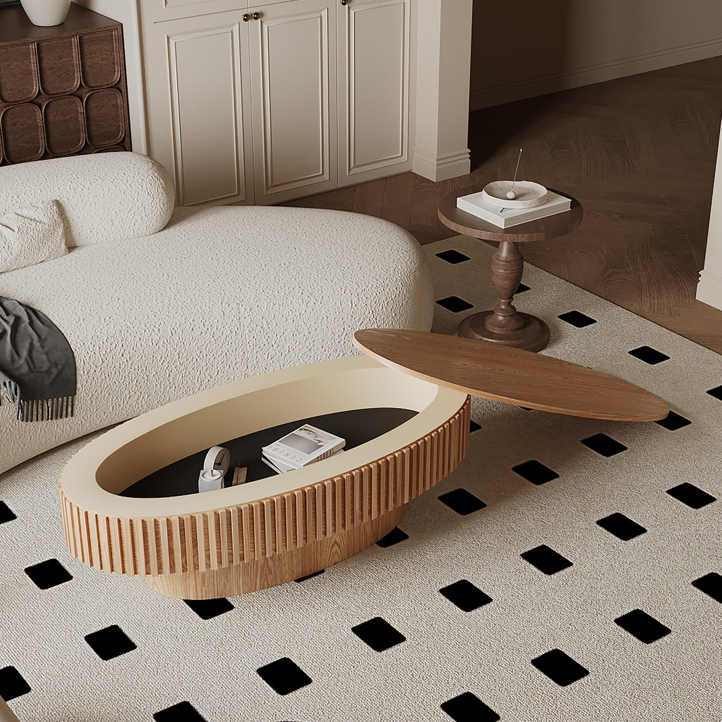 Aveline Oval Coffee Table, Natural Wood