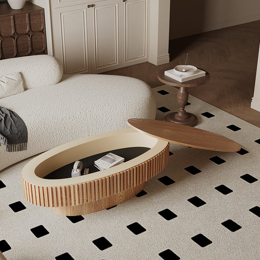 Aveline Oval Coffee Table, Natural Wood