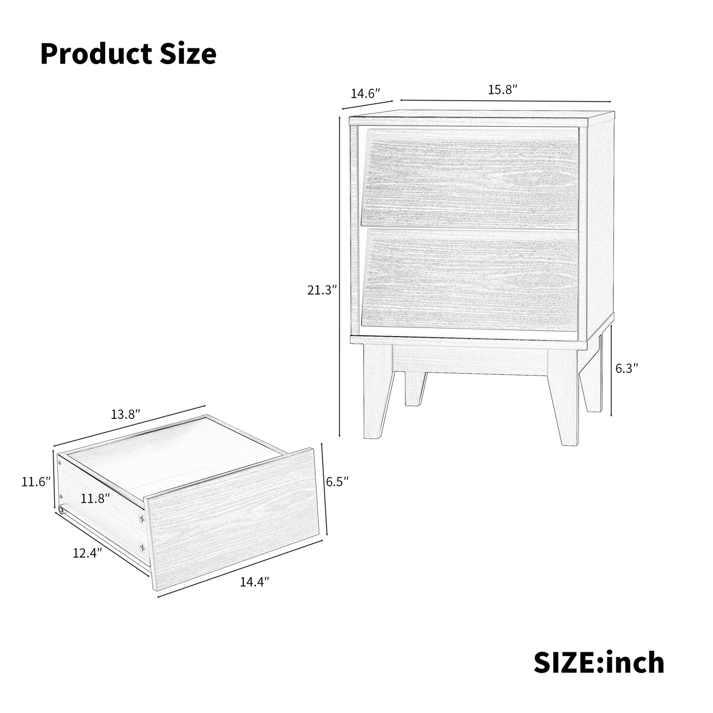 Kenton Nightstand, Set of 2, Black