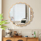 Solid Wood Wavy Round Mirror – 42” Natural Finish