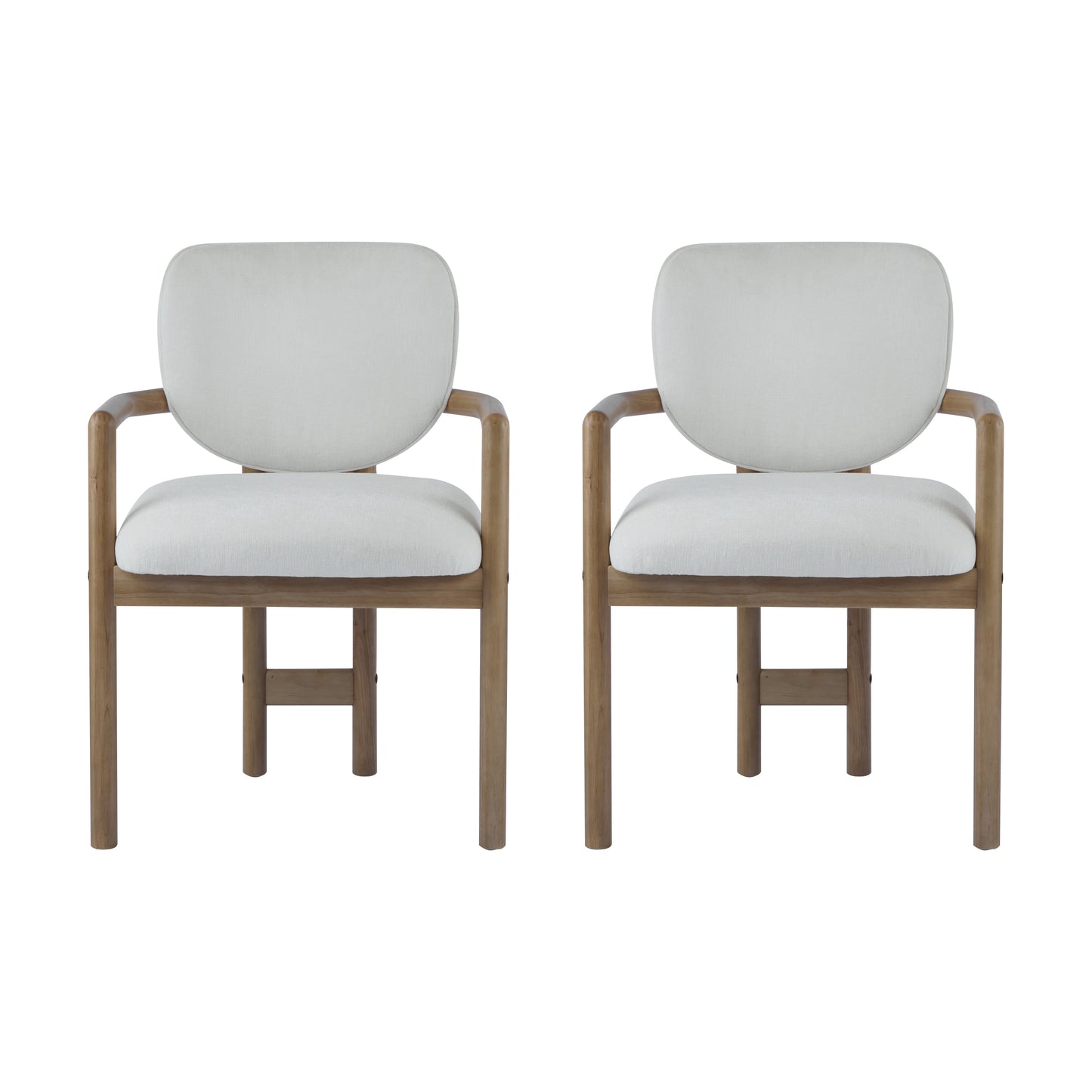 Freya Upholstered Arm Dining Chair, Set of 2, White