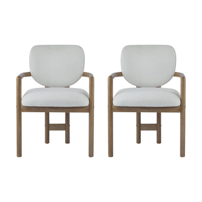 Freya Upholstered Arm Dining Chair, Set of 2, White
