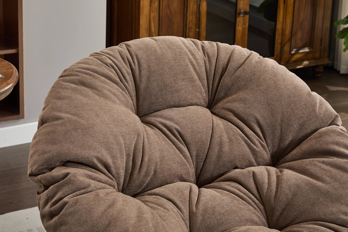 Oversized Papasan Swivel Accent Chair, Brown