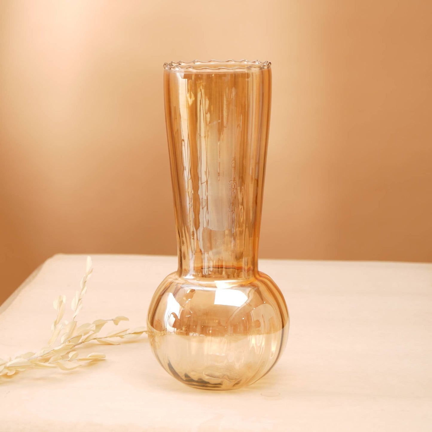 Whimsy Swirl Glass Vase Amber
