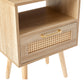 Rattan End table with Power Outlet & USB Ports, Natural