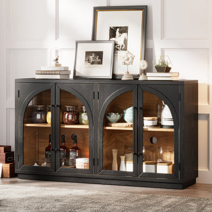 Arched Black Glass Door Sideboard