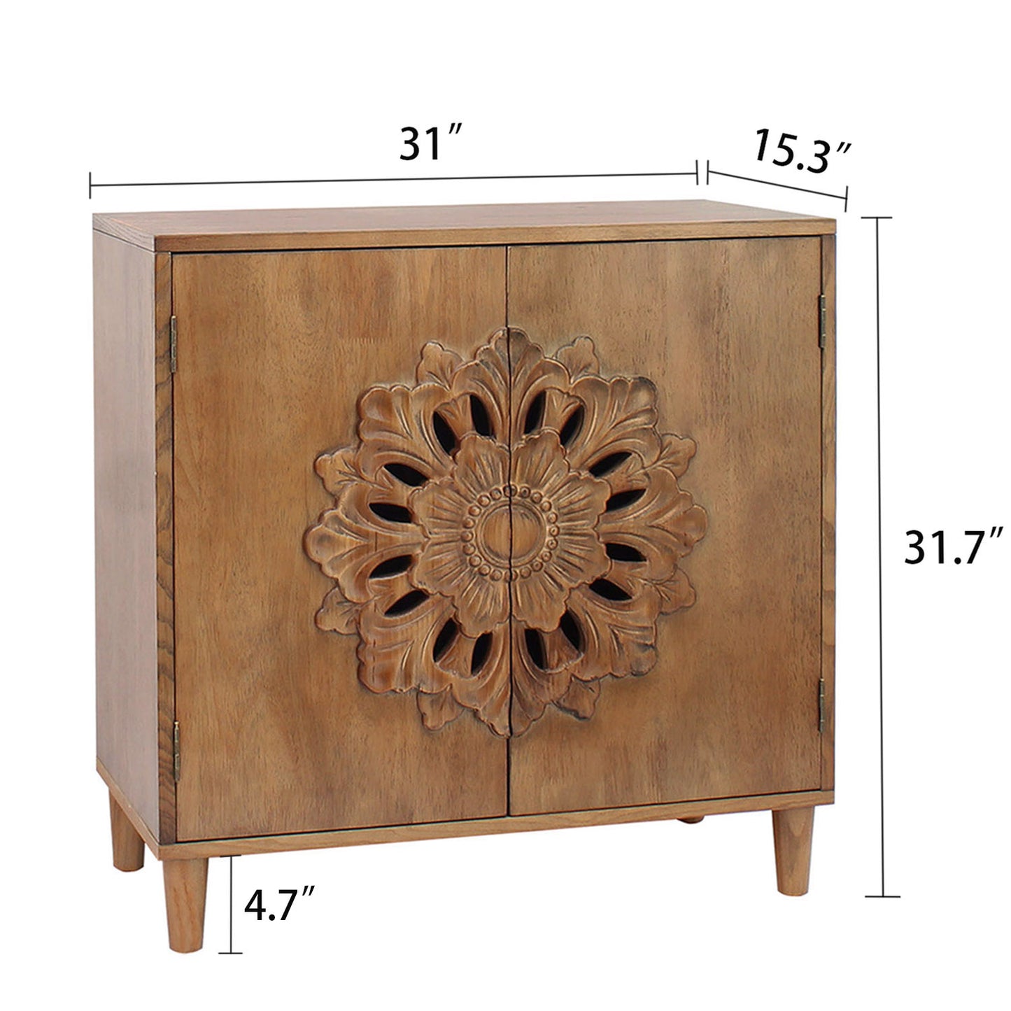 Maris Hand-Carved Rosette Wood Cabinet