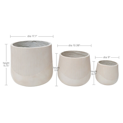Solenne Ribbed Planter Set of 3